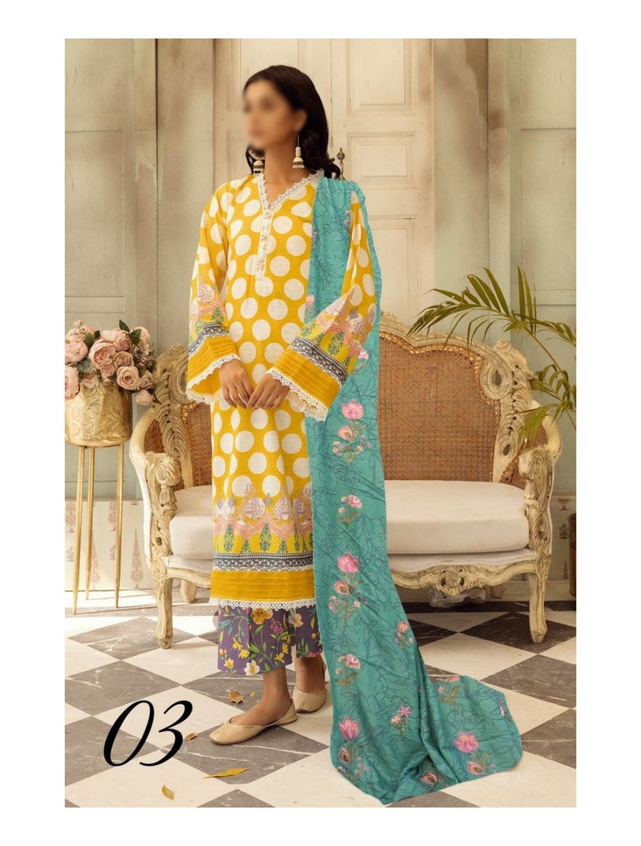 Design 03 Mahees Printed and Embroidered Khaddar Collection Vol 03