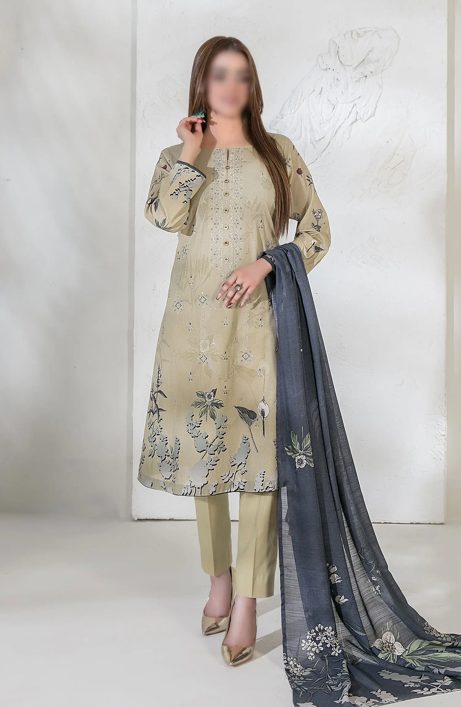 Pari Naaz - Embroidered Digital Printed Lawn Collection - D-2043