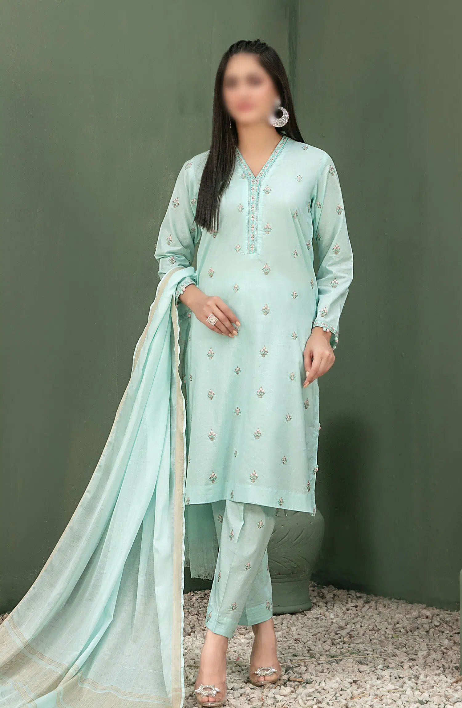 Clemira - Stitched Embroidered Cotton 3pcs Collection 2024 - D 2070