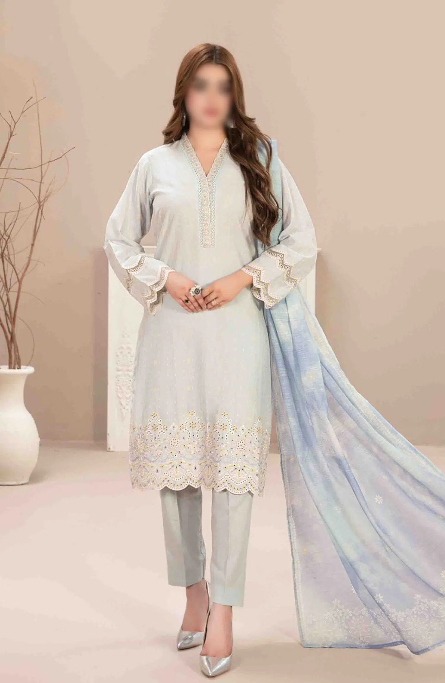 Mismah Vol I - Stitched Embroidered Broshia Lawn Collection - D 2743