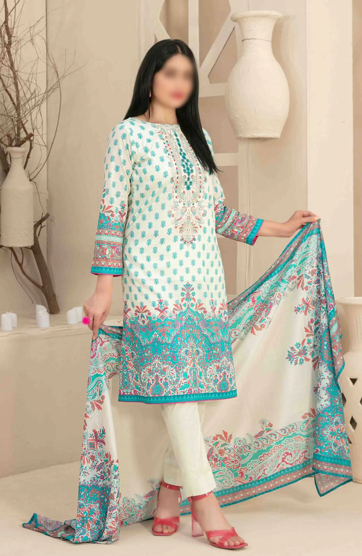 Naama - Embroidered Digital Lawn Collection - D 3463