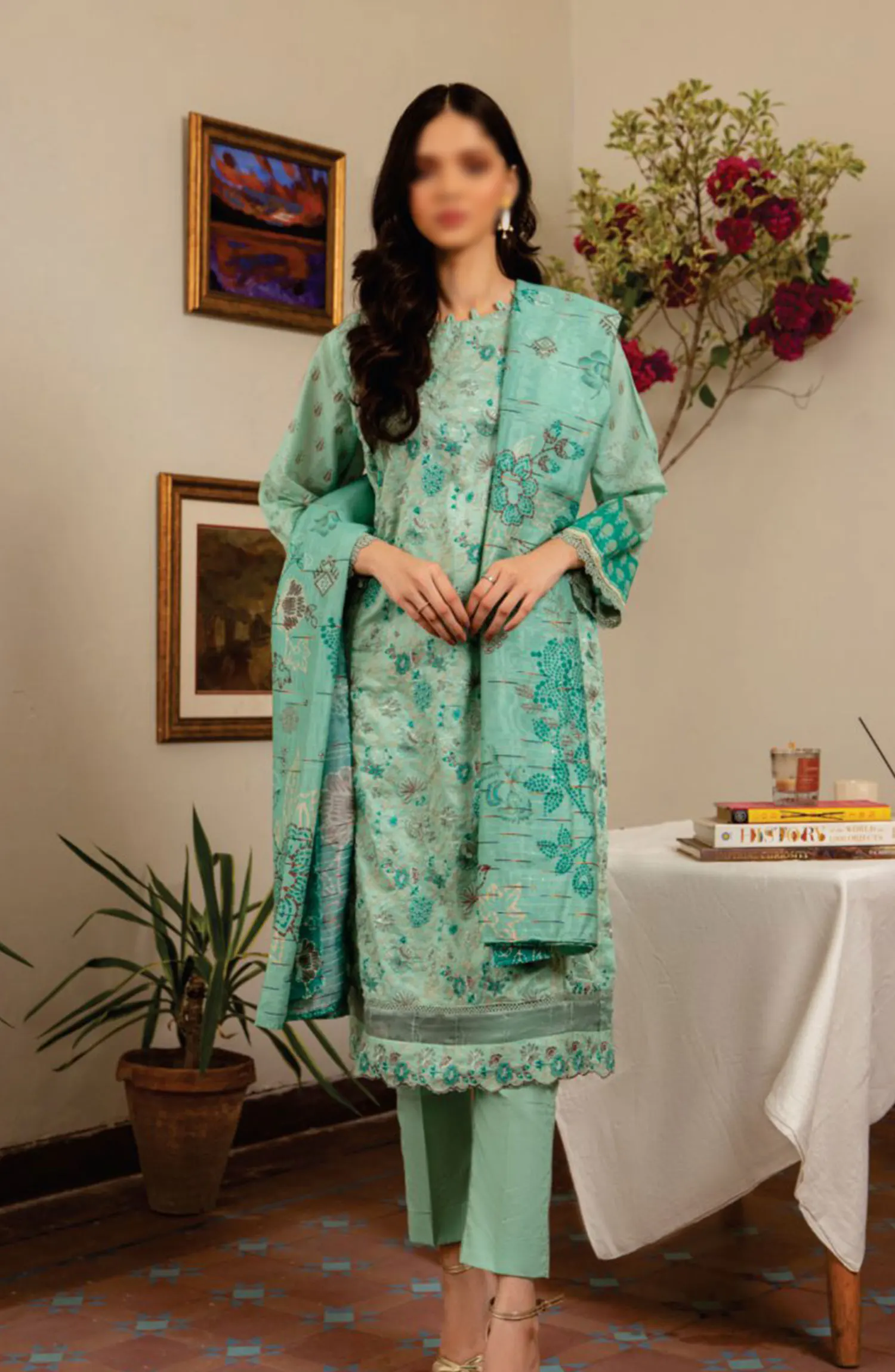 SAHL Embroidered Luxury Lawn Collection - D-7431