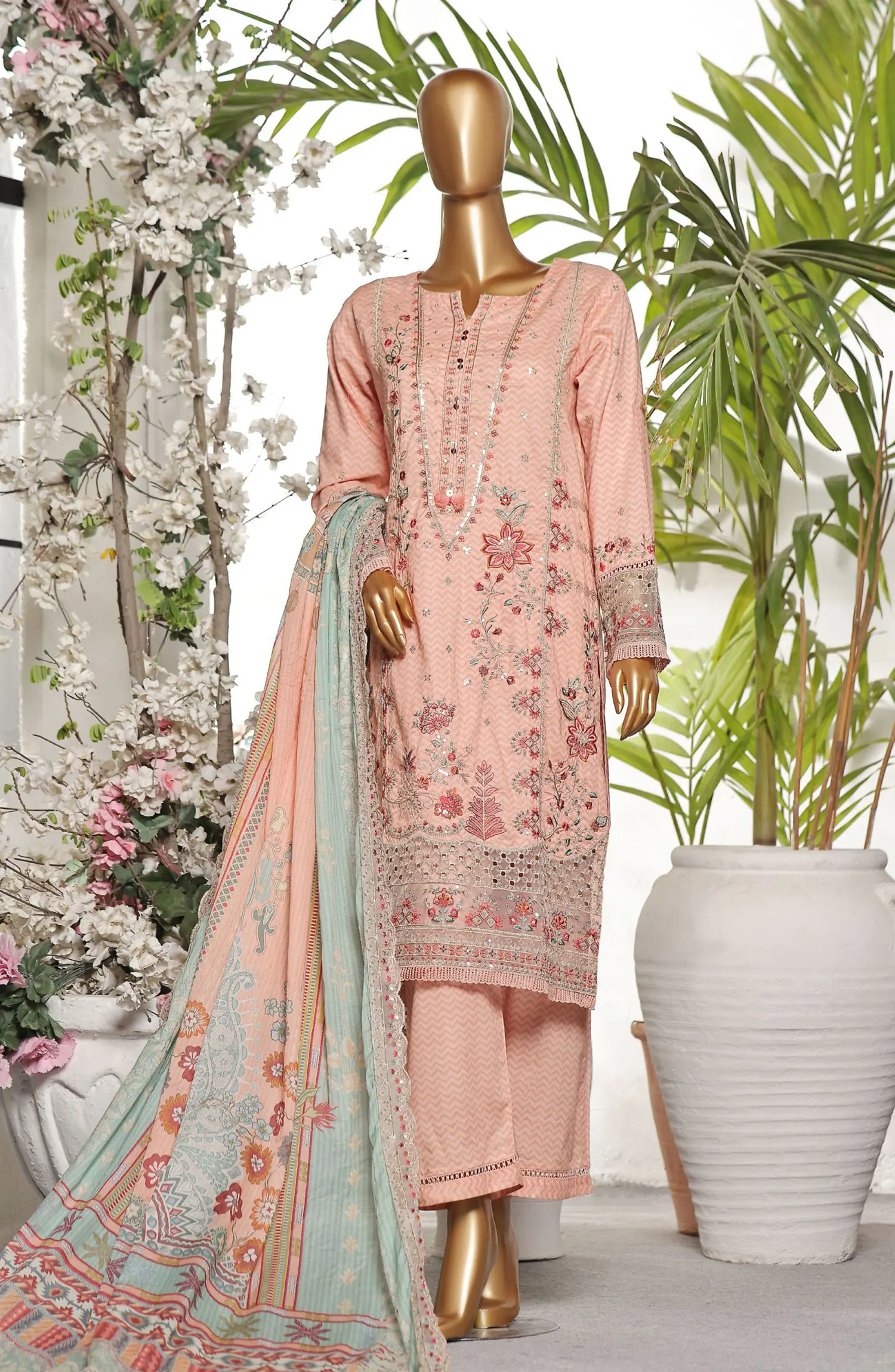 Sadabahar Premium Embroidered Printed Lawn Collection 2024 - D 1239 PINK