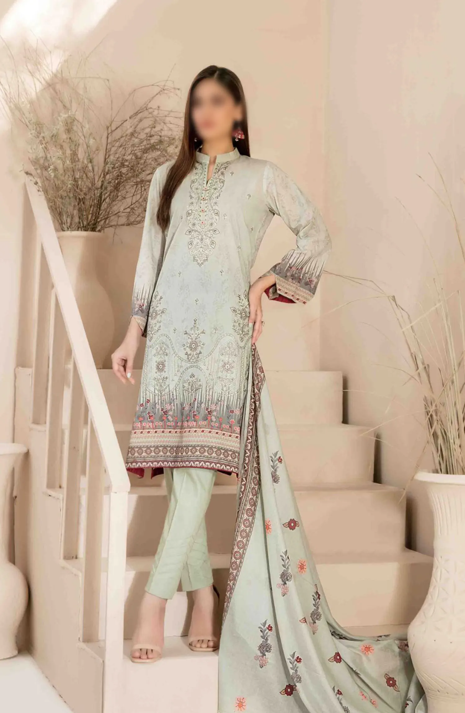 Faria - Embroidered Digital Printed Lawn Collection 2024 - D 2041