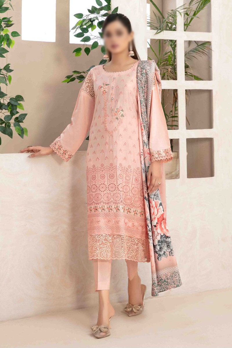 MAHEER Embroidered Viscose Schiffli with Digital Printed Shawl Collection 2023 -TF D 9574