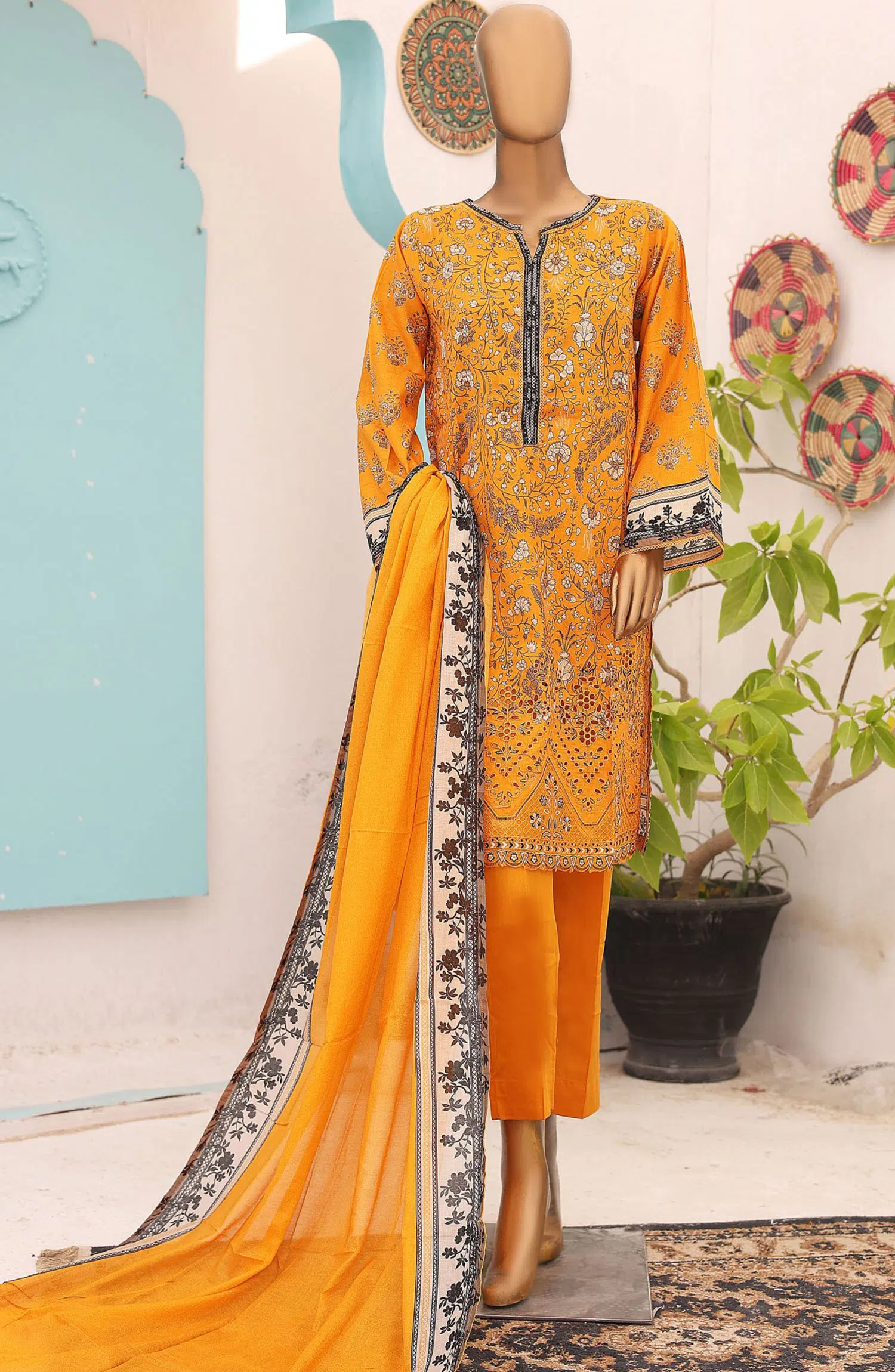 Bin Saeed Exclusive Lawnkari and Cutwork Kari Collection - Design 03