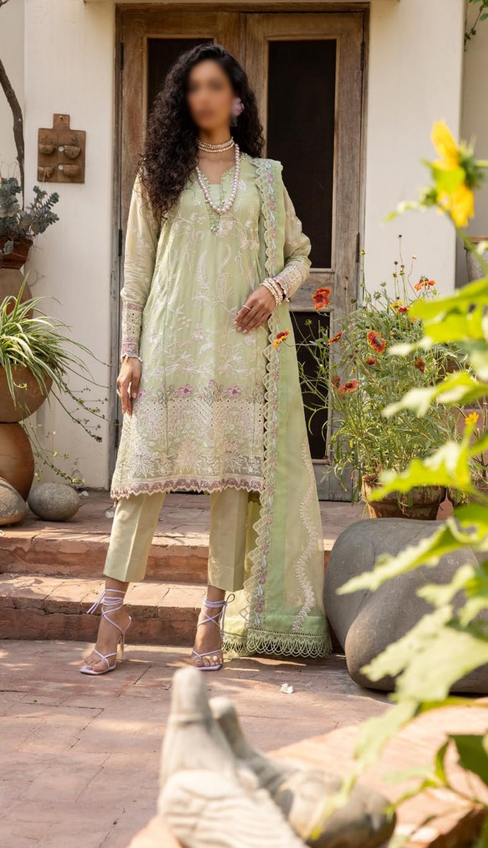 Design 08 MAHROSH Embroidered Swiss with Exclusive Embroidery Dupatta By Bunai