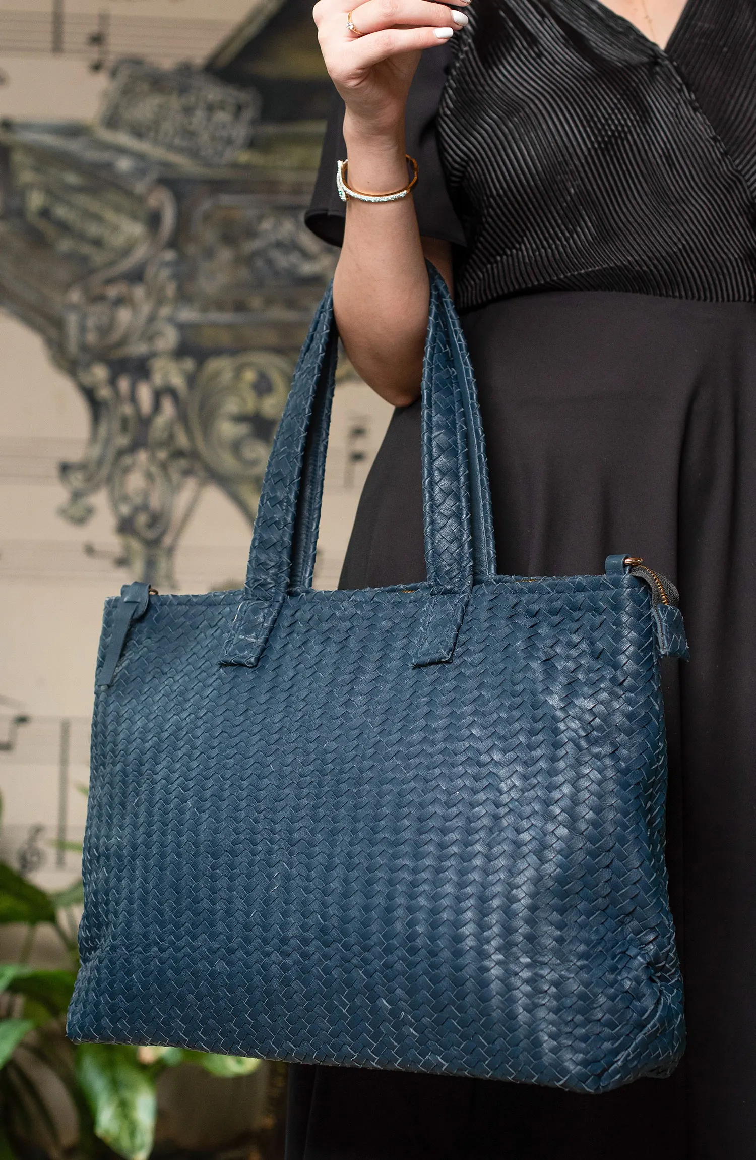Leather Bags By Jild - Handmade Woven Original Leather Bag-Blue