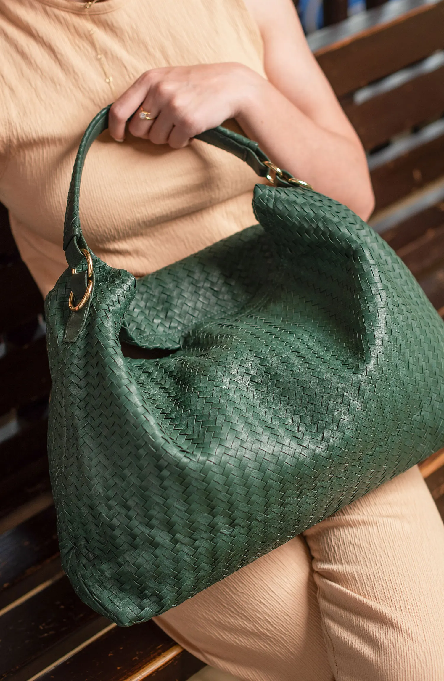 Leather Bags By Jild - Handmade Woven Original Leather Bag-Green