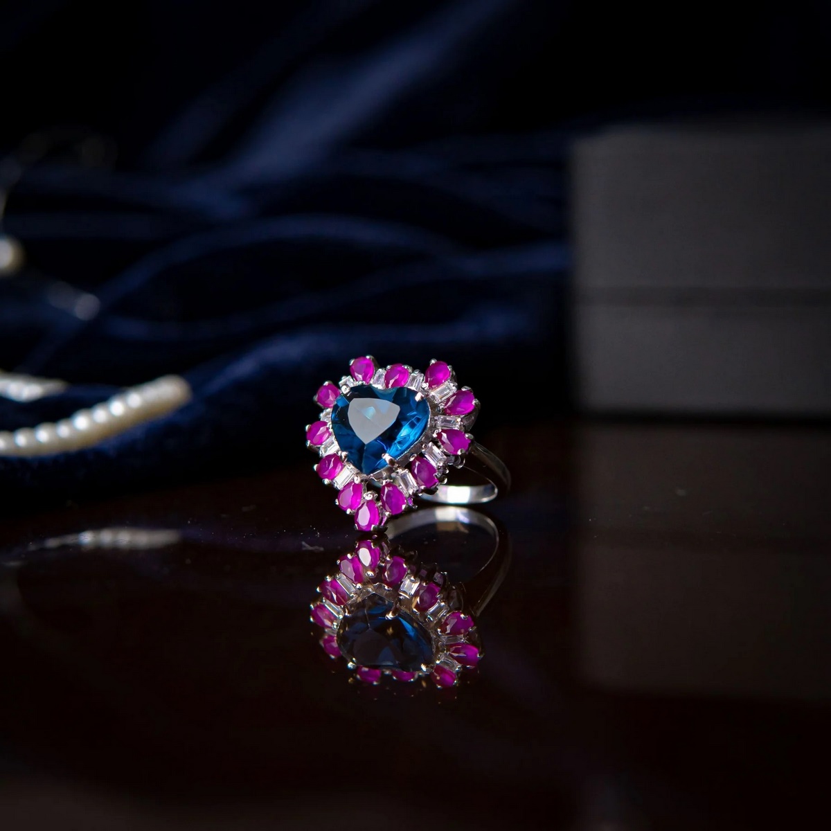 HEART SHAPE BLUE SAPPHIRE RING YKL Jewellers Ring Collection