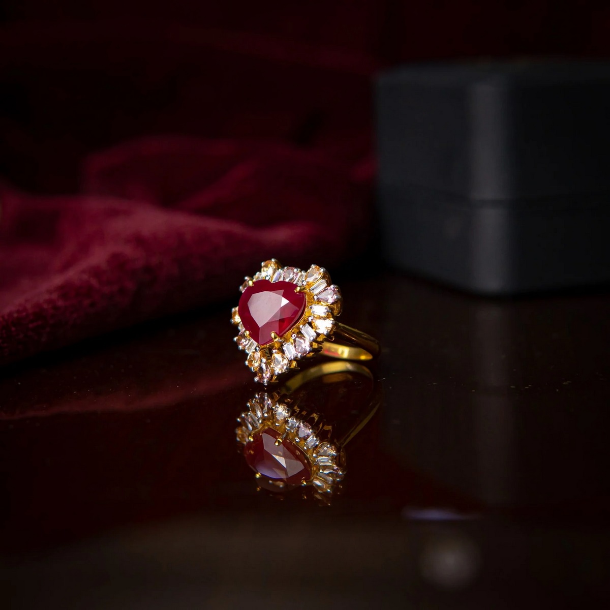 HEART SHAPE RUBY RING YKL Jewellers Ring Collection