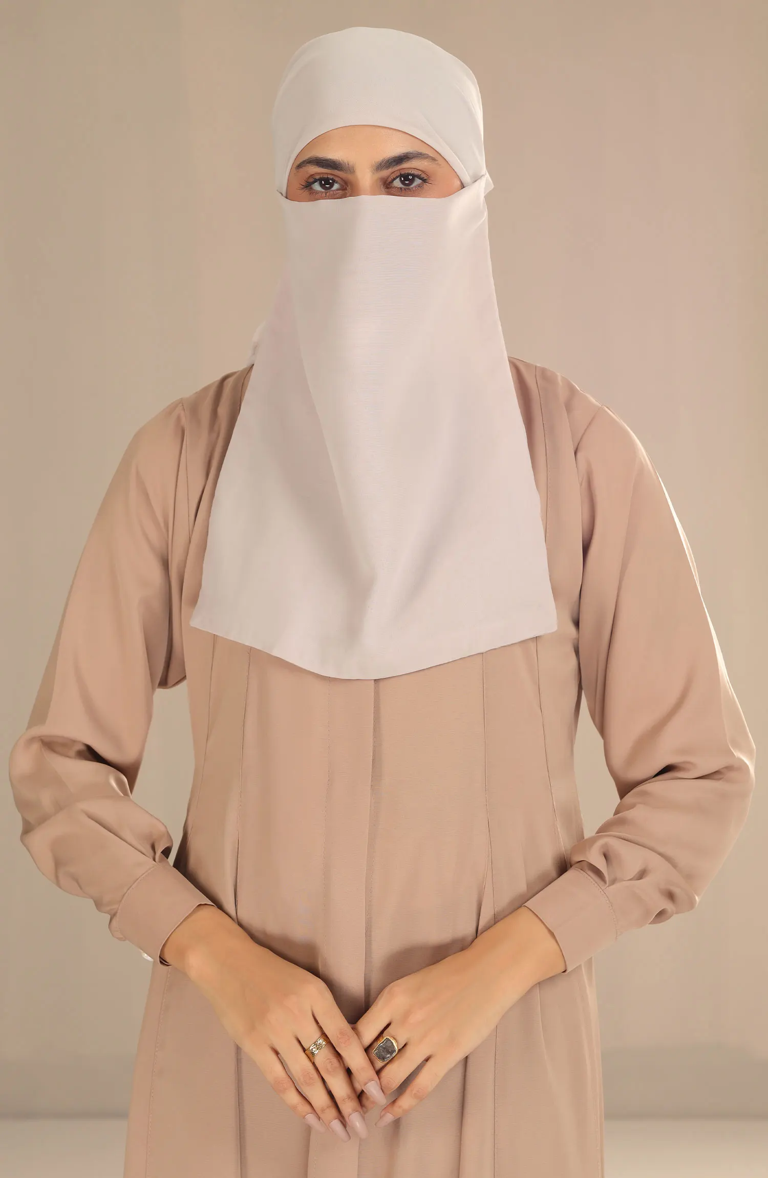 Black Camels Half Niqab With Ties Collection - HNWT-10
