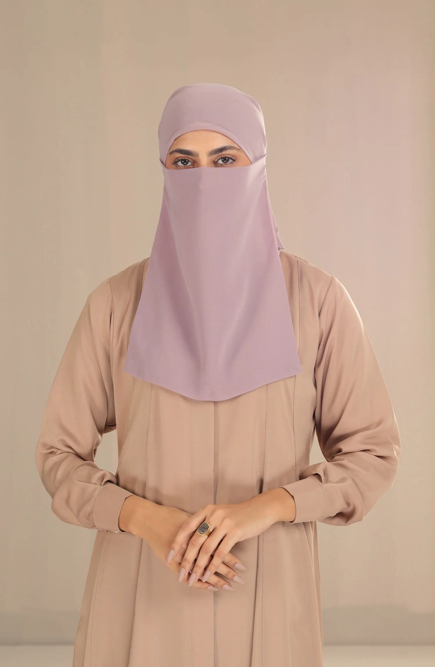 Black Camels Half Niqab With Ties Collection - HNWT-11