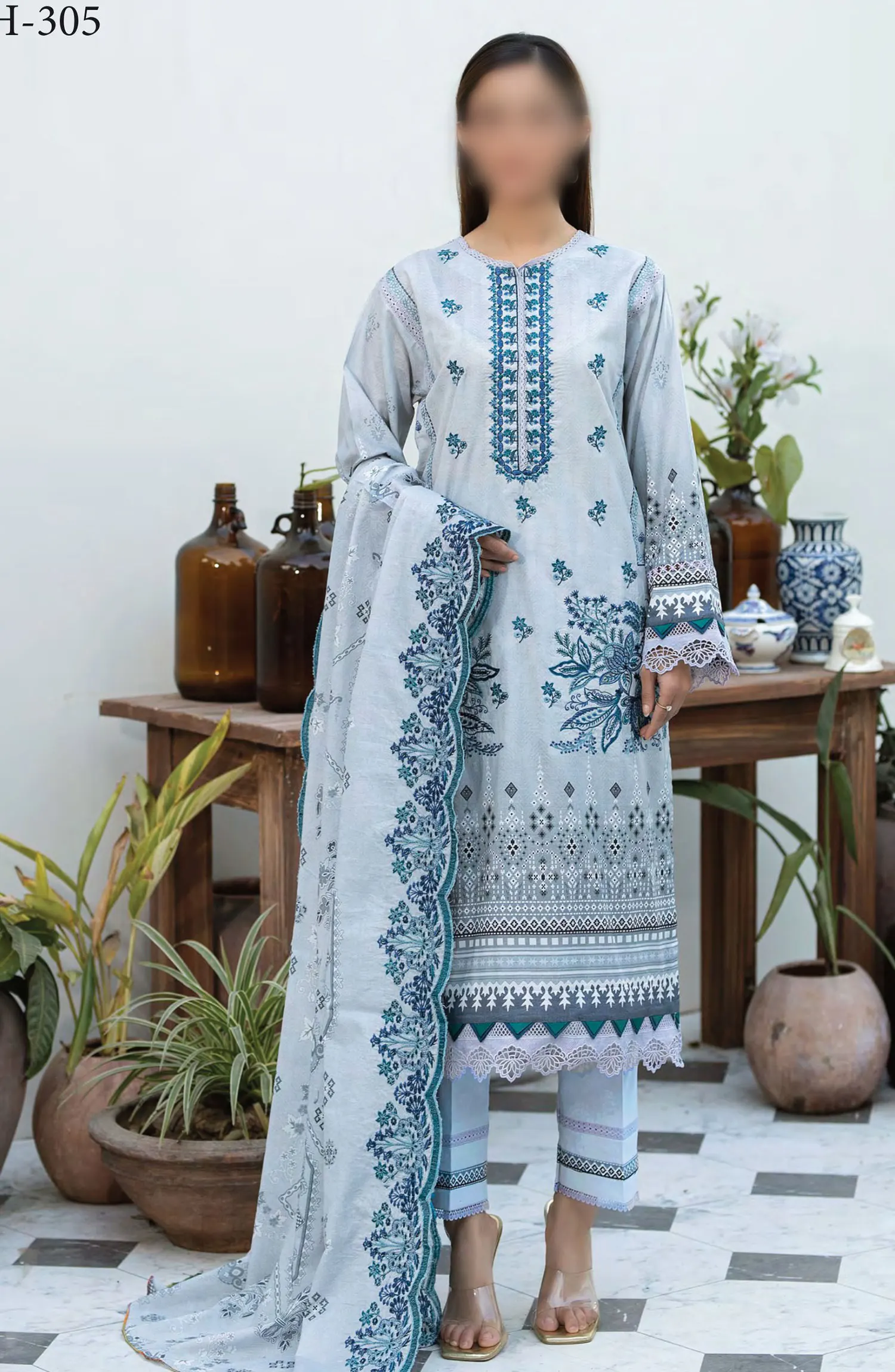 Johra Parwaaz Embroidered Printed Lawn Collection 2024 - JH 305