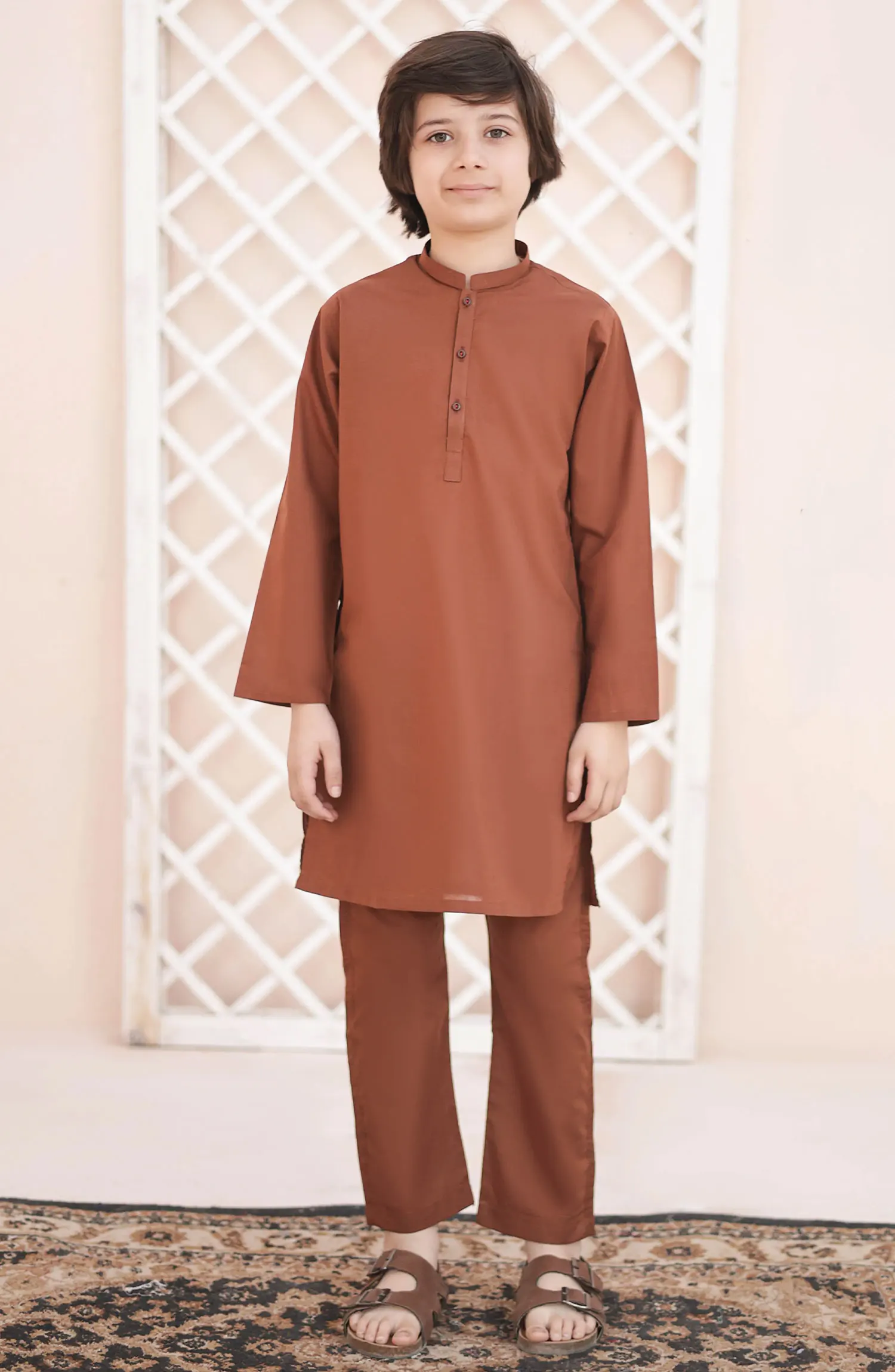 Ramazan Edit Kurta Trouser Collection By Hassan Jee - KT 21 Caramel Brown Kurta Trouser
