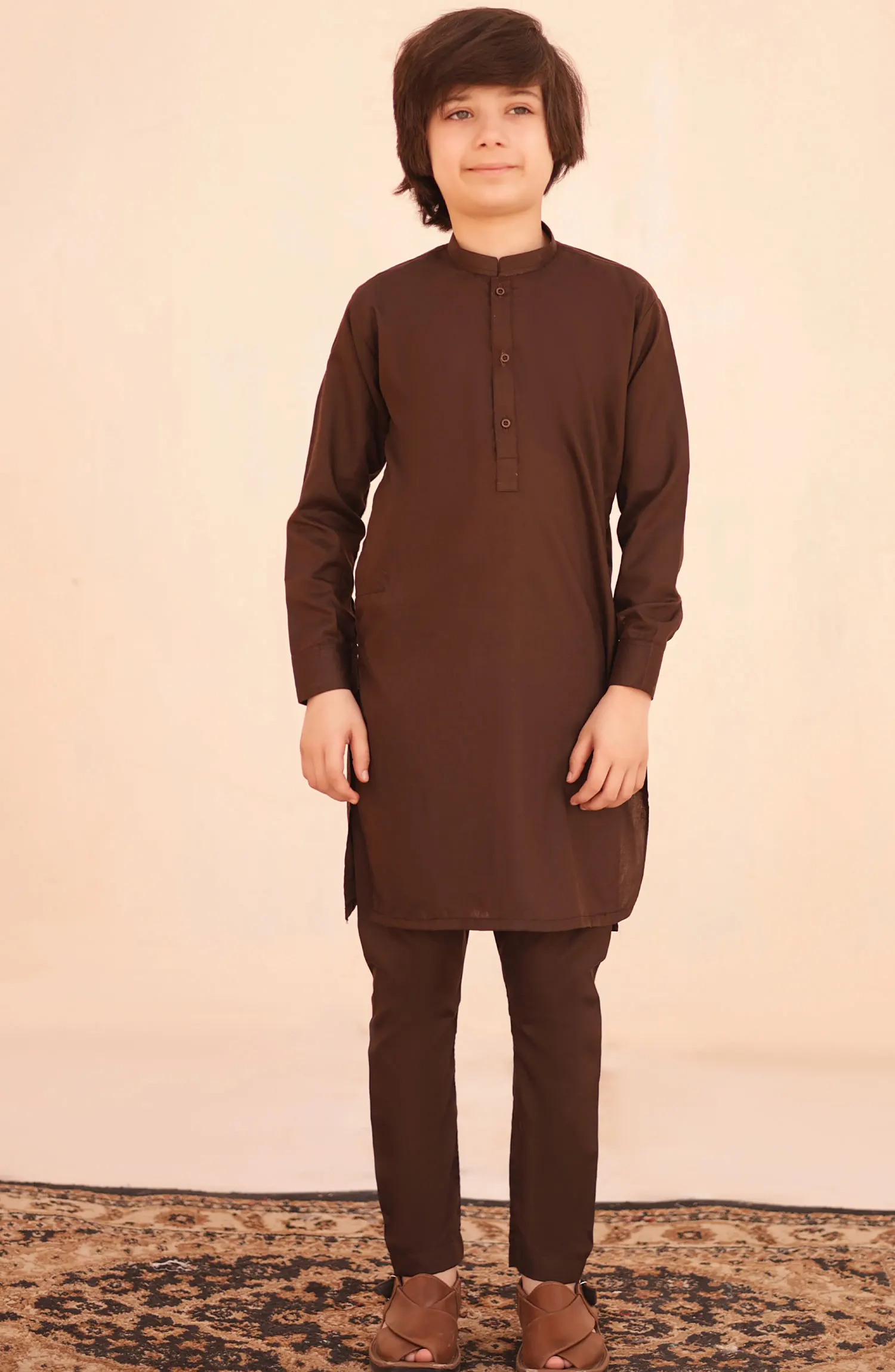 Ramazan Edit Kurta Trouser Collection By Hassan Jee - KT 30 Chestnut Brown Kurta Trouser