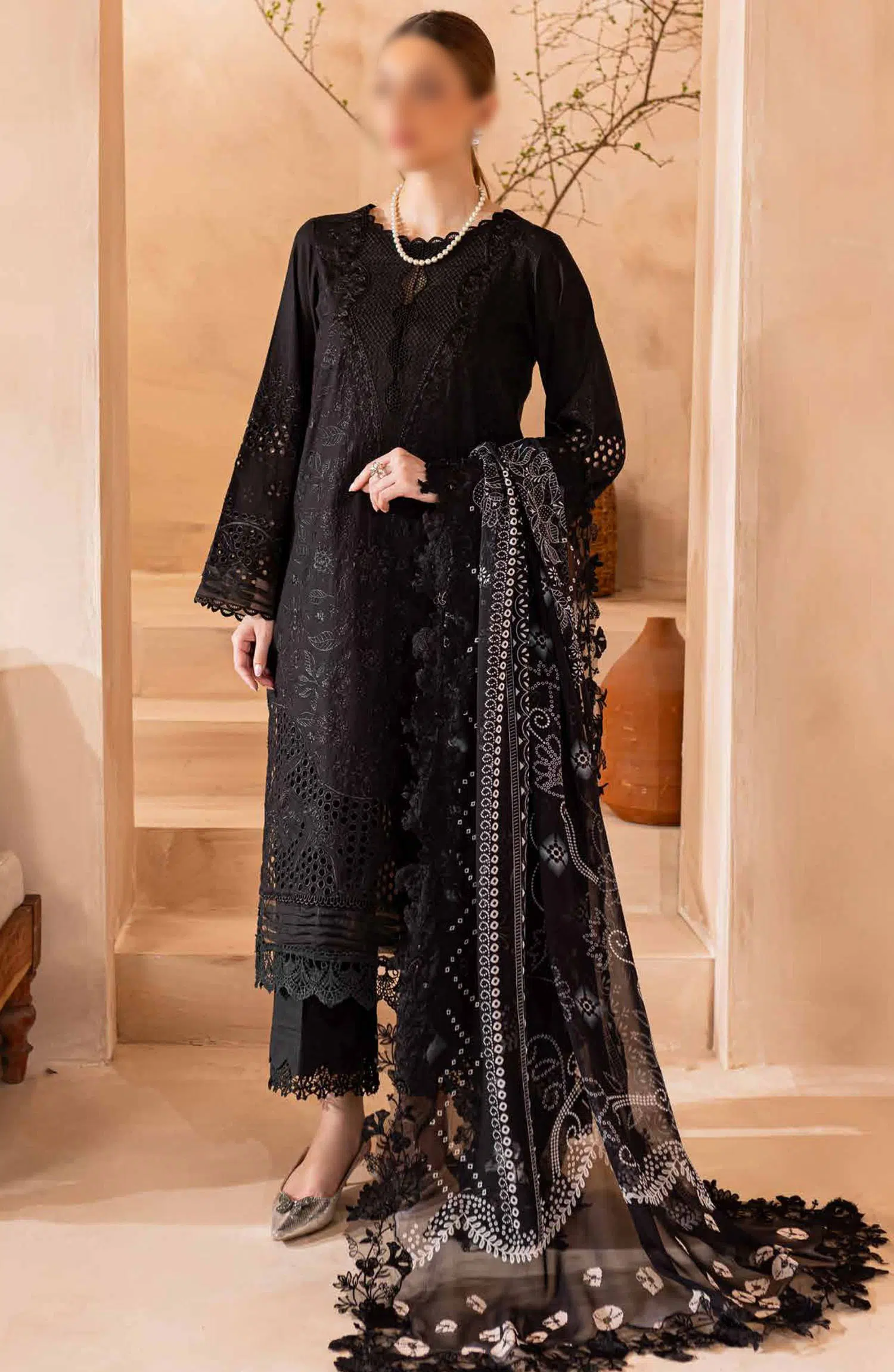 Nureh Koyal Embroidered Unstitched Monochrome Collection - NE 95