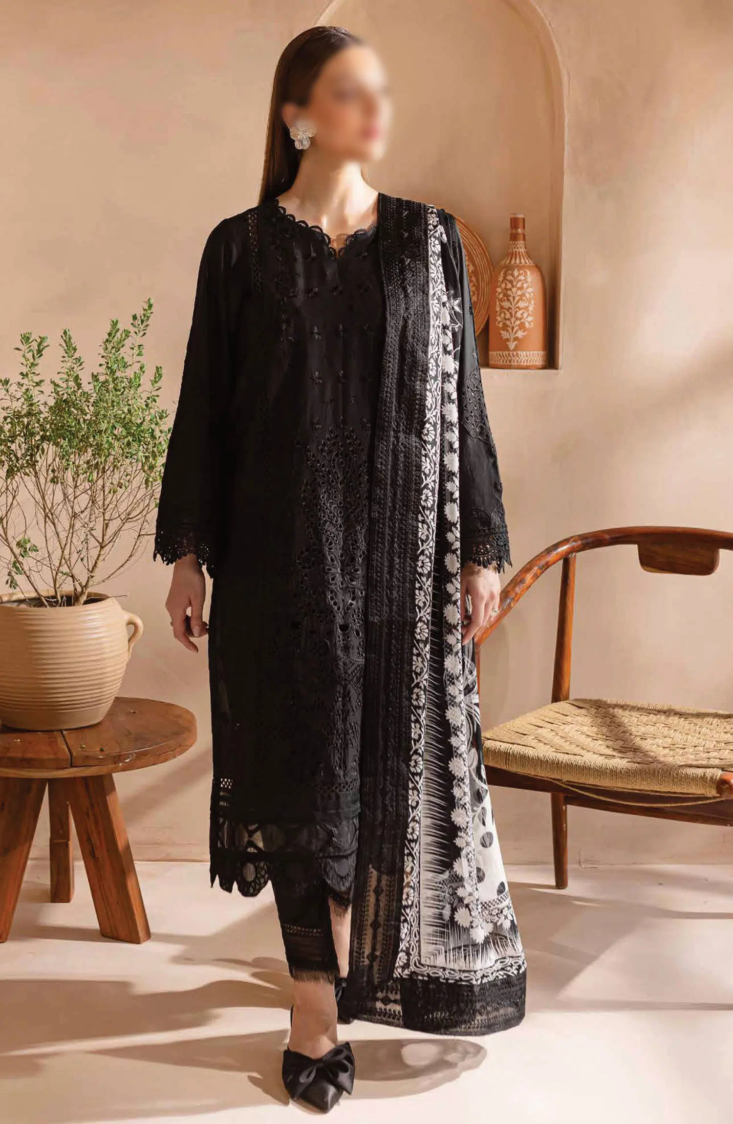 Nureh Koyal Embroidered Unstitched Monochrome Collection - NE 96