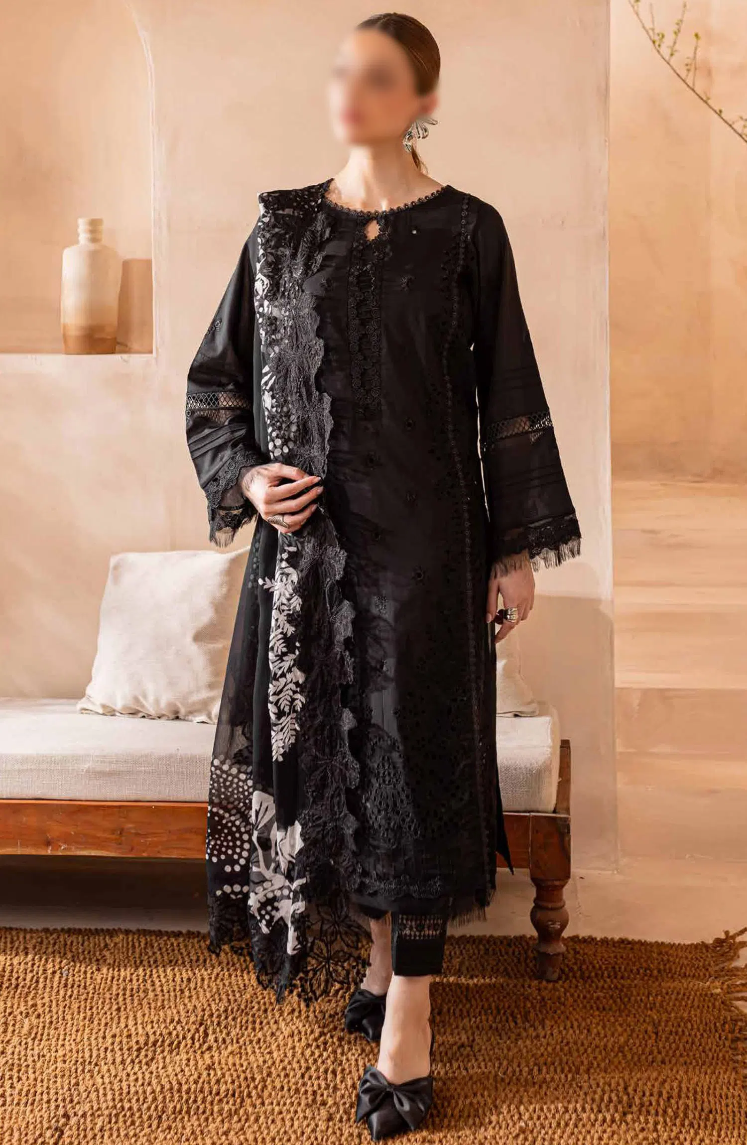 Nureh Koyal Embroidered Unstitched Monochrome Collection - NE 97