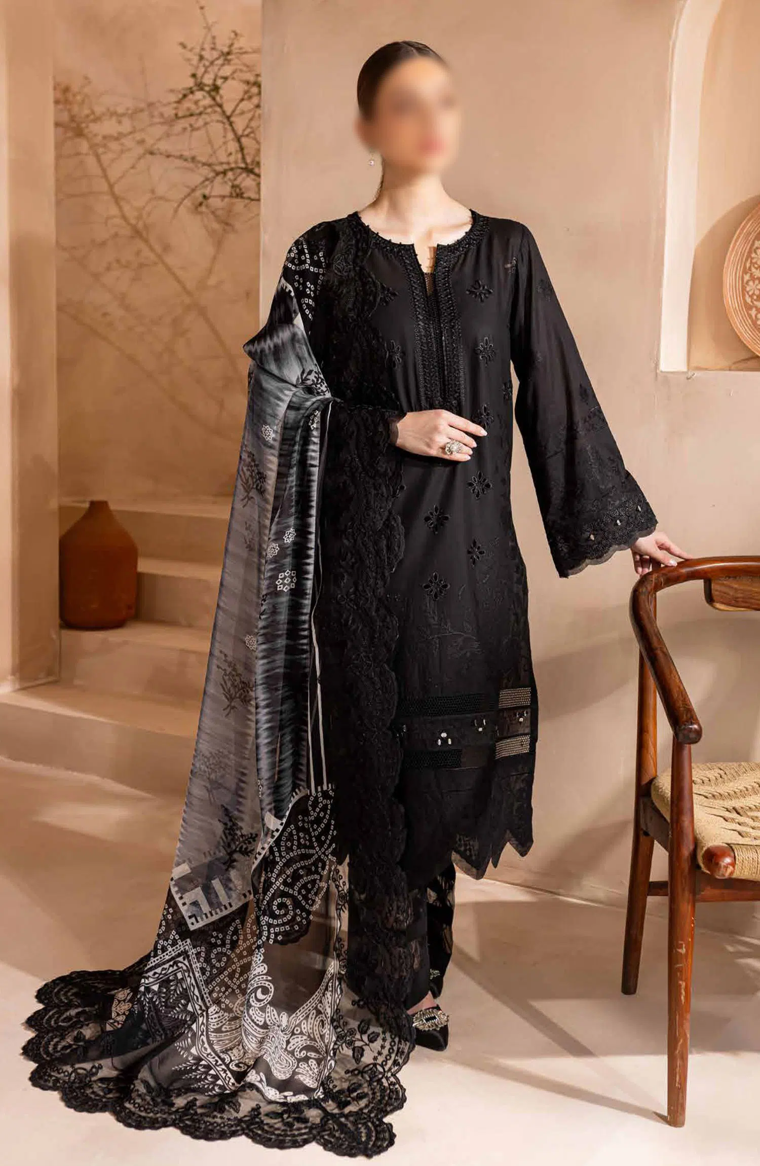 Nureh Koyal Embroidered Unstitched Monochrome Collection - NE 99