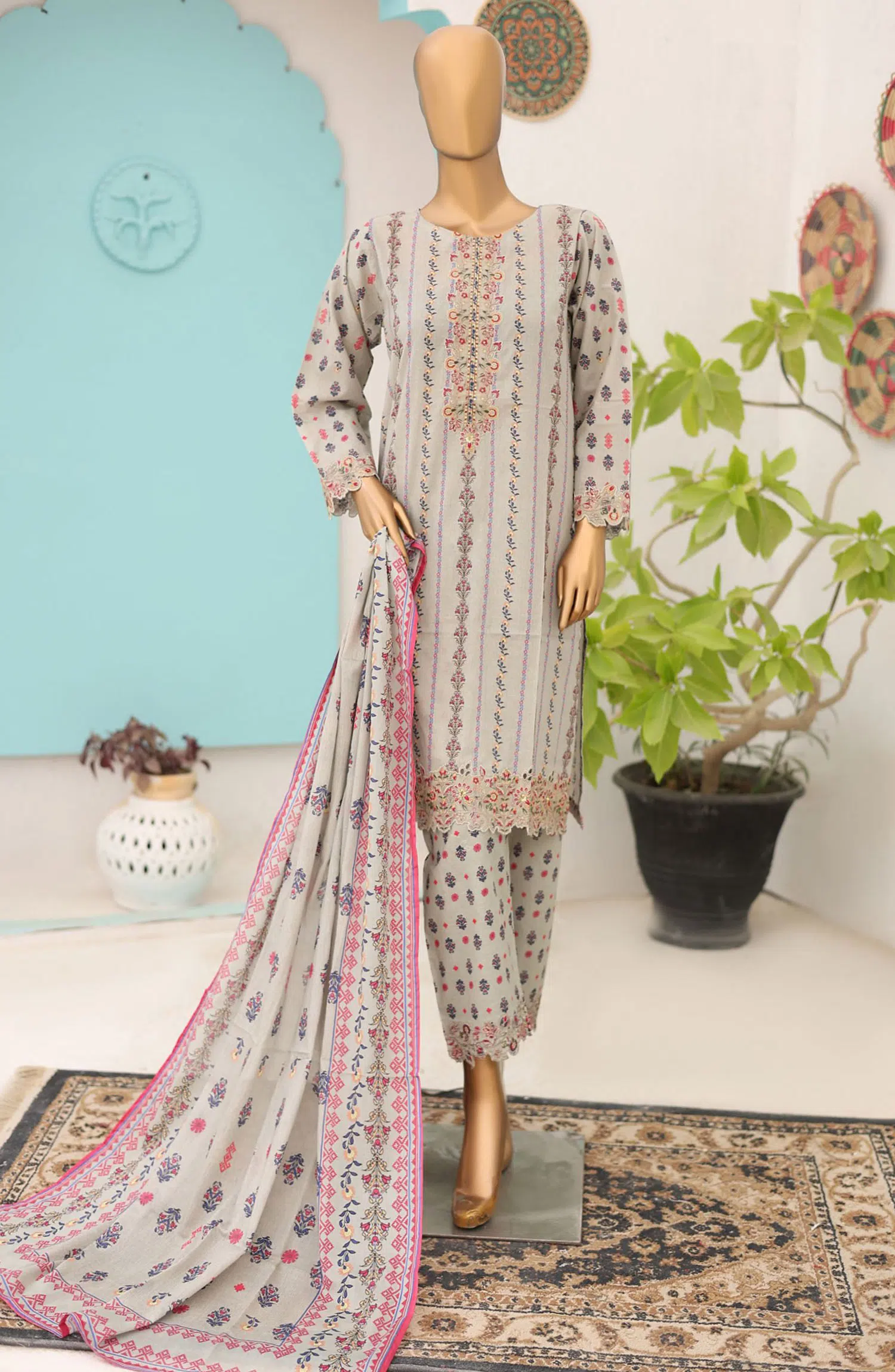 Oswah Women Embroidered Lawn Stitched Collection Vol 07 - OS-2434K CREAM