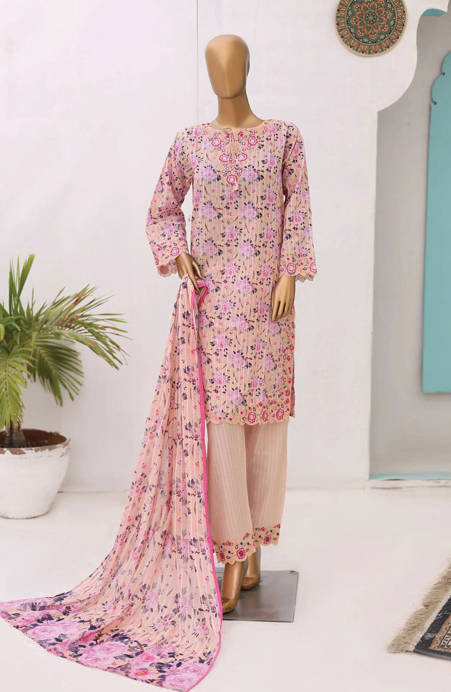 Oswah Women Embroidered Lawn Stitched Collection Vol 07 - OS-2437K PINK