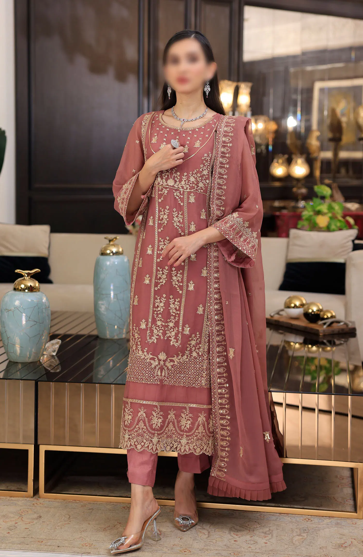 Merakish Unstitched Luxury Formal Collection Vol 12 2024 - Rose Pink