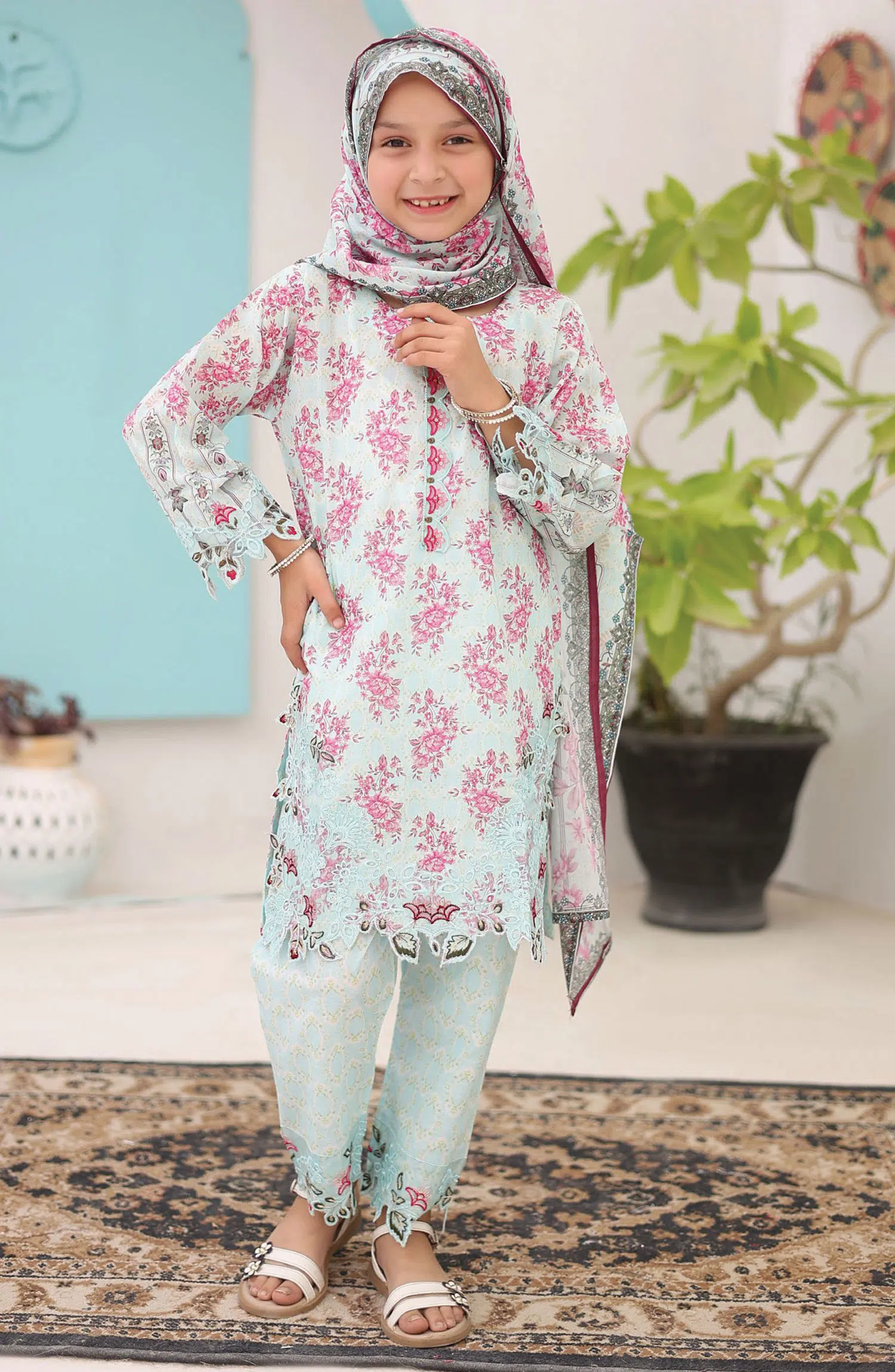 Shifa Girls Lawn Embroidered Collection Vol 07 - SH-2435K FLORAL